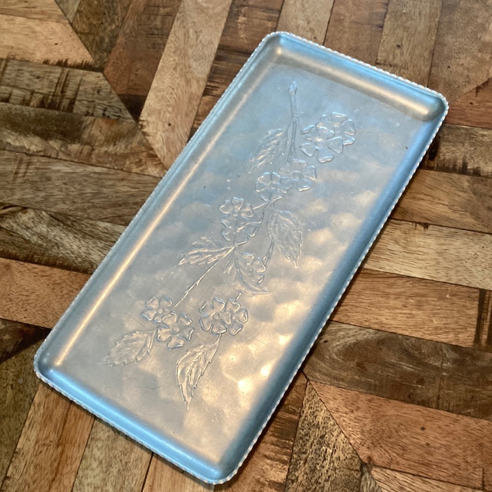 Vintage Embossed Aluminum Tray